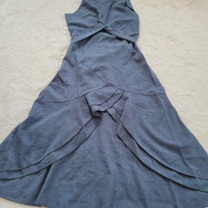 CBr Womens Dress Medium Blue Ruffle Split Tie Boho Festival Sleeveless 13674